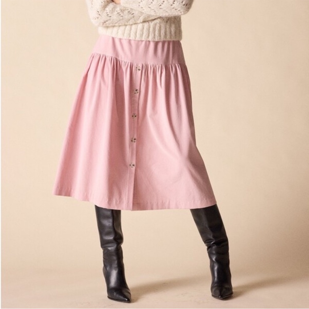 St. Roche NWT Kia Pink Corduroy Skirt Sm